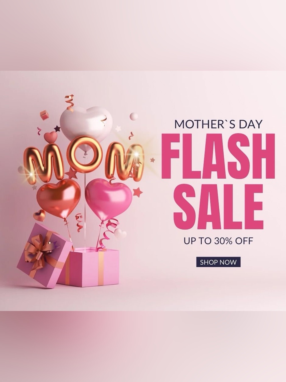 Mother's Day Pink & Gold Balloon Gift Display